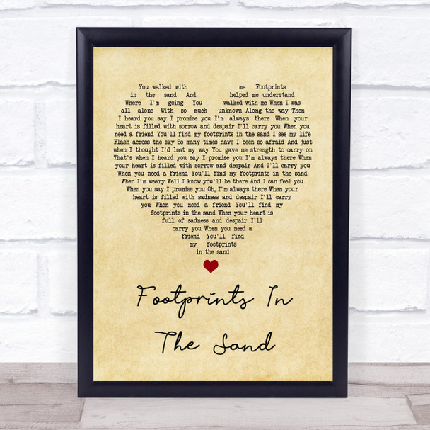Leona Lewis Footprints In The Sand Vintage Heart Song Lyric Quote Print