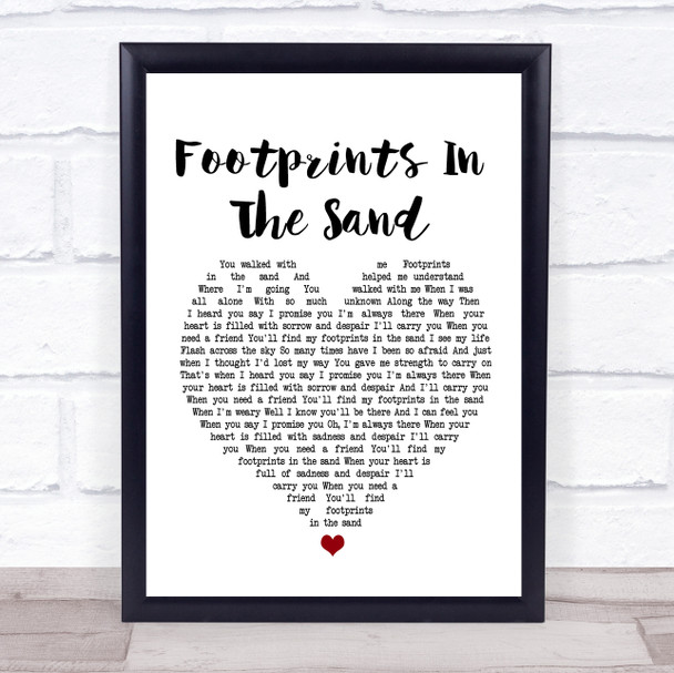 Leona Lewis Footprints In The Sand White Heart Song Lyric Quote Print