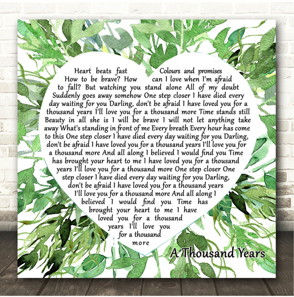 Christina Perri A Thousand Years Square Botanical Leaves Song Lyric Print