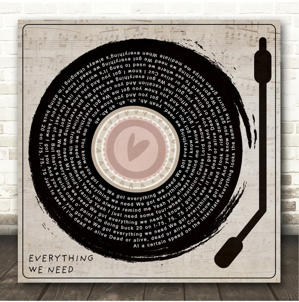 A Day To Remember Everything We Need Heart Vinyl Needle Square Song Lyric Print