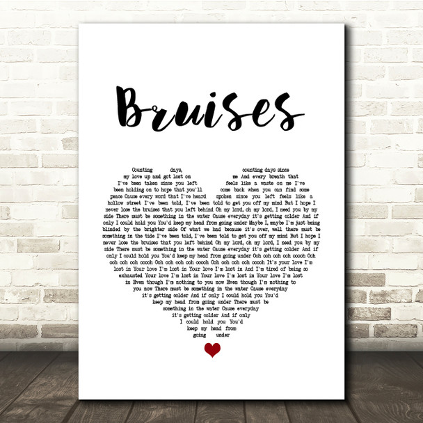 Lewis Capaldi Bruises White Heart Song Lyric Quote Print