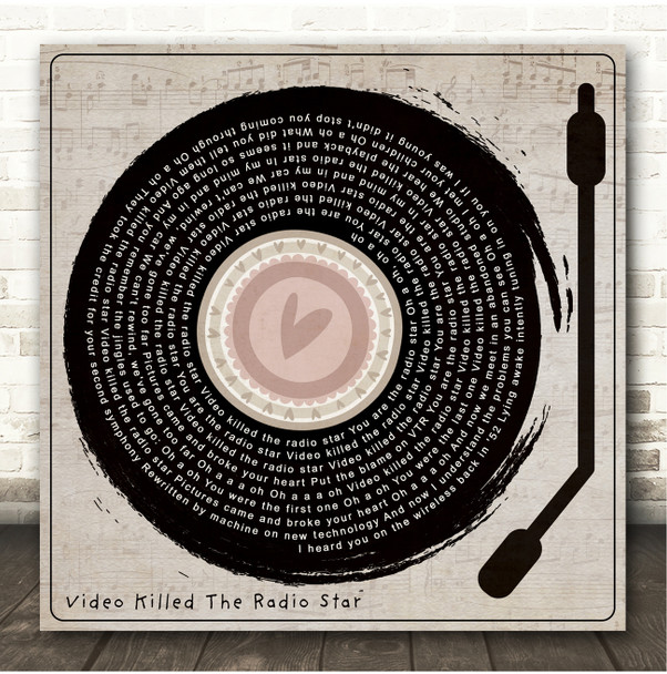 The Buggles Video Killed The Radio Star Heart Vinyl Needle Square Song Lyric Print