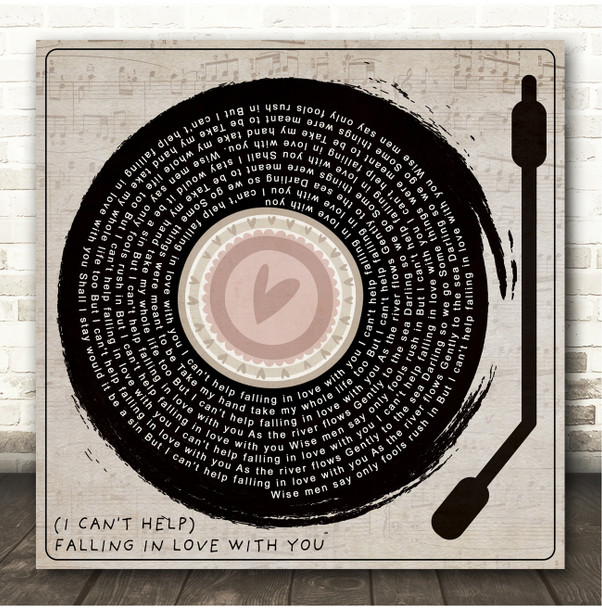 UB40 (I Can't Help) Falling In Love With You Heart Vinyl Needle Square Song Lyric Print