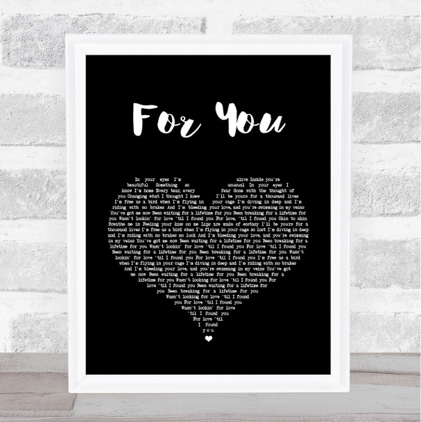 Liam Payne & Rita Ora For You Black Heart Song Lyric Quote Print