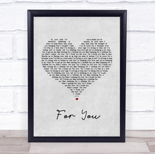 Liam Payne & Rita Ora For You Grey Heart Song Lyric Quote Print