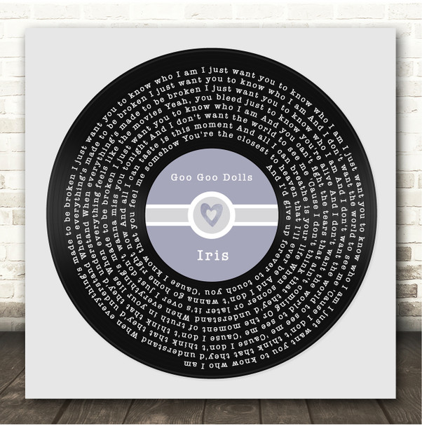 Goo Goo Dolls Iris Square Blue Heart Vinyl Record Song Lyric Print