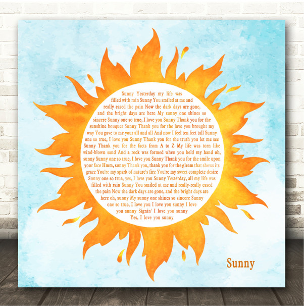 Bobby Hebb Sunny Watercolour Sun Sunshine Song Lyric Print