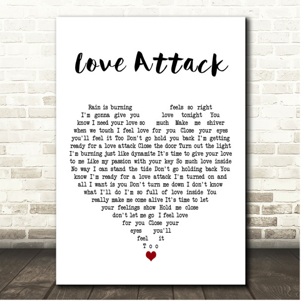 Shakin Stevens Love Attack White Heart Song Lyric Print