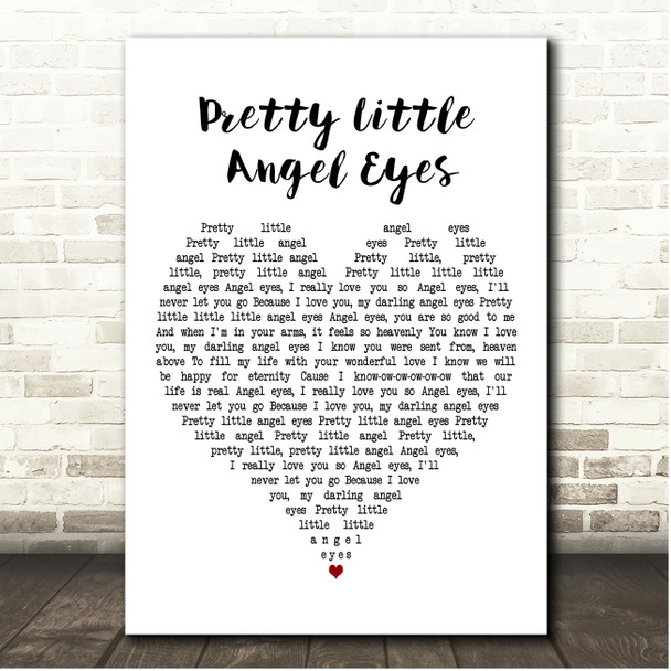 Showaddywaddy Pretty Little Angel Eyes White Heart Song Lyric Print