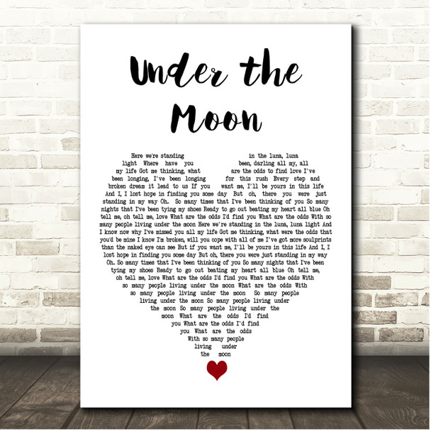 Smith & Thell Under the Moon White Heart Song Lyric Print