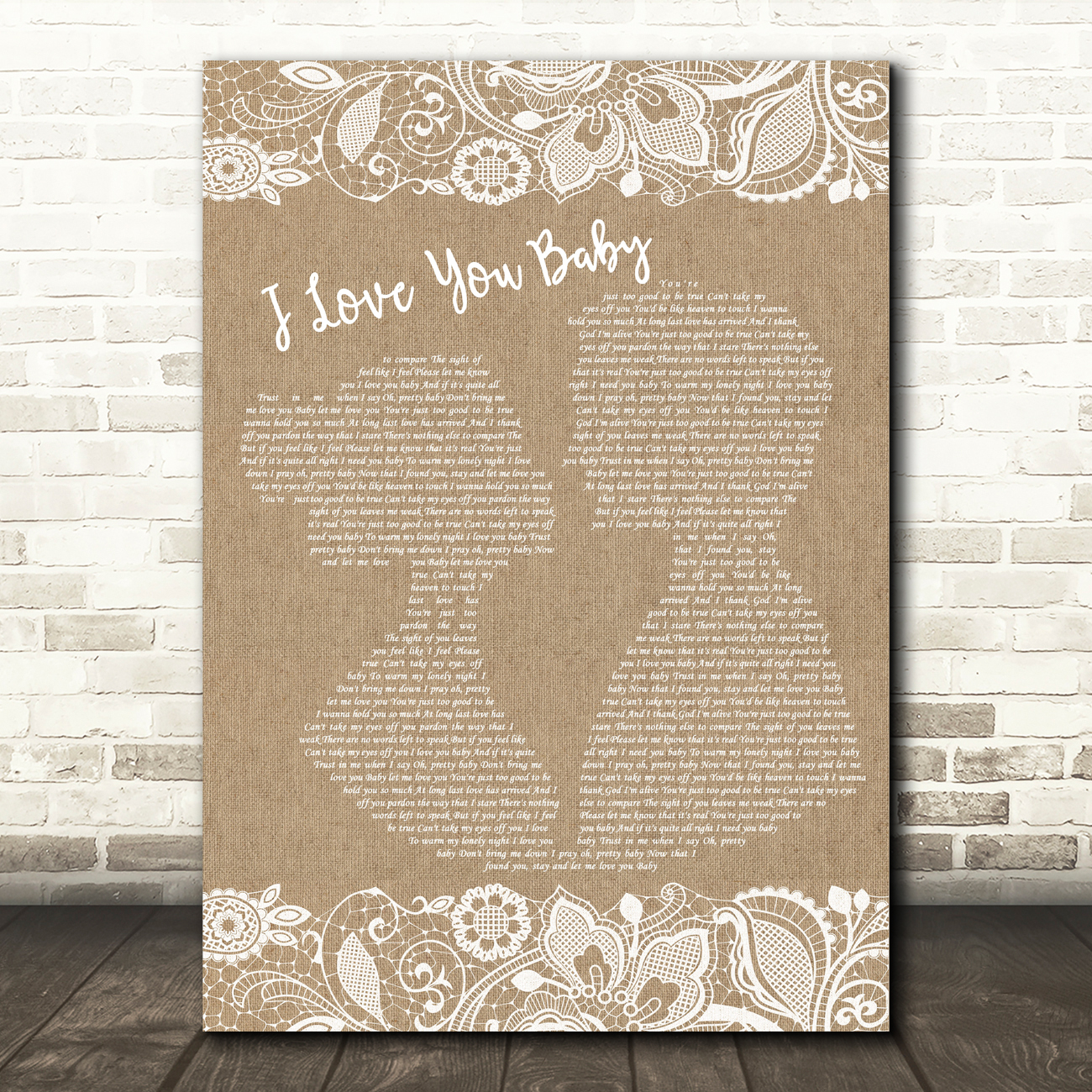 Frank Sinatra I Love You Baby Burlap Lace Song Lyric Wall Art Print Songlyricprints Co Uk