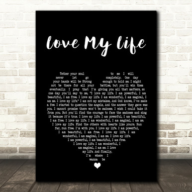 Robbie Williams Love My Life Black Heart Song Lyric Quote Print Songlyricprints Co Uk