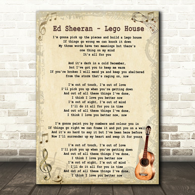 Ed Sheeran Lego House Song Lyric Vintage Quote Print Song Lyric