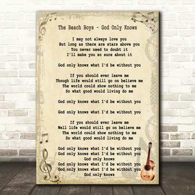 The Beach Boys God Only Knows Song Lyric Quote Print - Song Lyric Prints