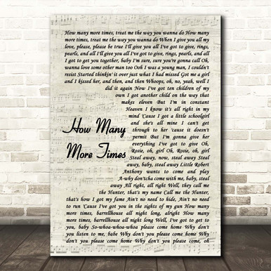 Led Zeppelin How Many More Times Vintage Script Song Lyric Print - Song ...