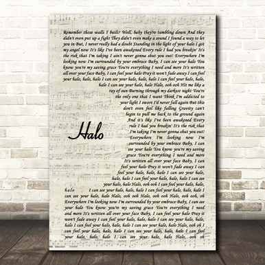 Beyonce Halo Vintage Script Song Lyric Print - Song Lyric Prints