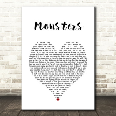 James Blunt Monsters Grey Rustic Script Song Lyric Wall Art Print