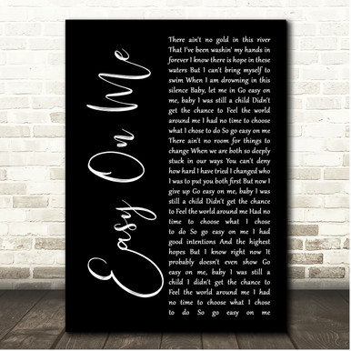Adele Easy On Me Black Script Song Lyric Print - SongLyricPrints.co.uk