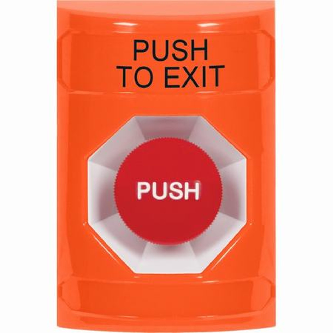 SS2504PX-EN STI Orange No Cover Momentary Stopper Station with PUSH TO EXIT  Label English