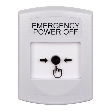 GLR301PO-EN STI White Indoor Only No Cover Key-to-Reset Push Button with  EMERGENCY POWER OFF Label English