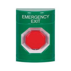 SS2102EX-EN STI Green No Cover Key-to-Reset (Illuminated) Stopper Station with EMERGENCY EXIT Label English