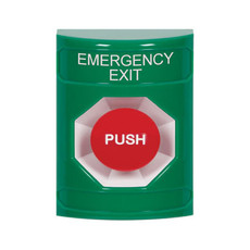 SS2104EX-EN STI Green No Cover Momentary Stopper Station with EMERGENCY EXIT Label English