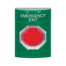 SS2105EX-EN STI Green No Cover Momentary (Illuminated) Stopper Station with EMERGENCY EXIT Label English