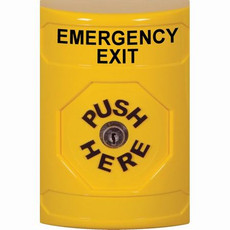 SS2200EX-EN STI Yellow No Cover Key-to-Reset Stopper Station with EMERGENCY EXIT Label English