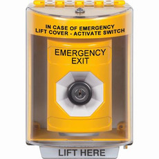 SS2273EX-EN STI Yellow Indoor/Outdoor Surface Key-to-Activate Stopper Station with EMERGENCY EXIT Label English