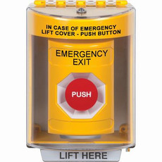SS2274EX-EN STI Yellow Indoor/Outdoor Surface Momentary Stopper Station with EMERGENCY EXIT Label English