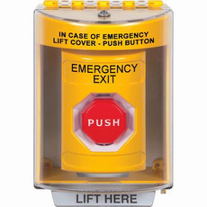 SS2278EX-EN STI Yellow Indoor/Outdoor Surface Pneumatic (Illuminated) Stopper Station with EMERGENCY EXIT Label English