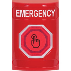 SS2007EM-EN STI Red No Cover Weather Resistant Momentary (Illuminated) with Red Lens Stopper Station with EMERGENCY Label English