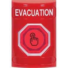 SS2007EV-EN STI Red No Cover Weather Resistant Momentary (Illuminated) with Red Lens Stopper Station with EVACUATION Label English
