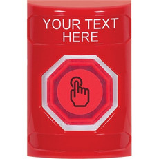 SS2007ZA-EN STI Red No Cover Weather Resistant Momentary (Illuminated) with Red Lens Stopper Station with Non-Returnable Custom Text Label English