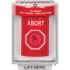 SS2037AB-EN STI Red Indoor/Outdoor Flush Weather Resistant Momentary (Illuminated) with Red Lens Stopper Station with ABORT Label English