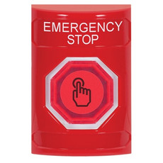 SS2006ES-EN STI Red No Cover Momentary (Illuminated) with Red Lens Stopper Station with EMERGENCY STOP Label English