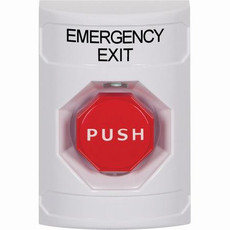 SS2302EX-EN STI White No Cover Key-to-Reset (Illuminated) Stopper Station with EMERGENCY EXIT Label English