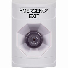 SS2303EX-EN STI White No Cover Key-to-Activate Stopper Station with EMERGENCY EXIT Label English