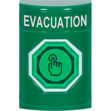 SS2107EV-EN STI Green No Cover Weather Resistant Momentary (Illuminated) with Green Lens Stopper Station with EVACUATION Label English