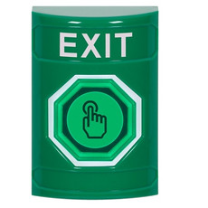 SS2107XT-EN STI Green No Cover Weather Resistant Momentary (Illuminated) with Green Lens Stopper Station with EXIT Label English