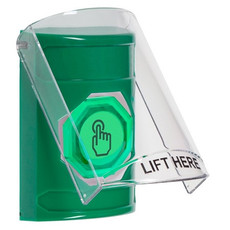 SS2126NT-EN STI Green Indoor Only Flush or Surface Momentary (Illuminated) with Green Lens Stopper Station with No Text Label English