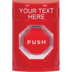 SS2002ZA-EN STI Red No Cover Key-to-Reset (Illuminated) Stopper Station with Non-Returnable Custom Text Label English