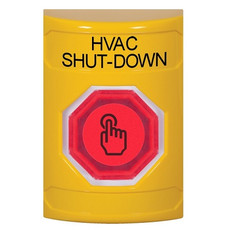 SS2207HV-EN STI Yellow No Cover Weather Resistant Momentary (Illuminated) with Red Lens Stopper Station with HVAC SHUT DOWN Label English