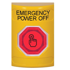 SS2207PO-EN STI Yellow No Cover Weather Resistant Momentary (Illuminated) with Red Lens Stopper Station with EMERGENCY POWER OFF Label English