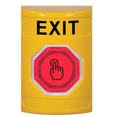 SS2207XT-EN STI Yellow No Cover Weather Resistant Momentary (Illuminated) with Red Lens Stopper Station with EXIT Label English