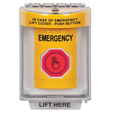 SS2237EM-EN STI Yellow Indoor/Outdoor Flush Weather Resistant Momentary (Illuminated) with Red Lens Stopper Station with EMERGENCY Label English