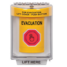 SS2237EV-EN STI Yellow Indoor/Outdoor Flush Weather Resistant Momentary (Illuminated) with Red Lens Stopper Station with EVACUATION Label English
