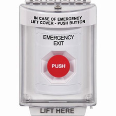 SS2344EX-EN STI White Indoor/Outdoor Flush w/ Horn Momentary Stopper Station with EMERGENCY EXIT Label English