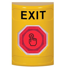 SS2206XT-EN STI Yellow No Cover Momentary (Illuminated) with Red Lens Stopper Station with EXIT Label English