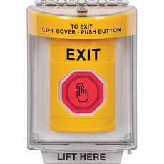 SS2236XT-EN STI Yellow Indoor/Outdoor Flush Momentary (Illuminated) with Red Lens Stopper Station with EXIT Label English